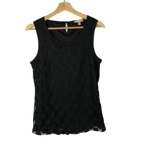 Banana Republic Black Circle Dot Lace Layered Tank Top S - Picture 1 of 4
